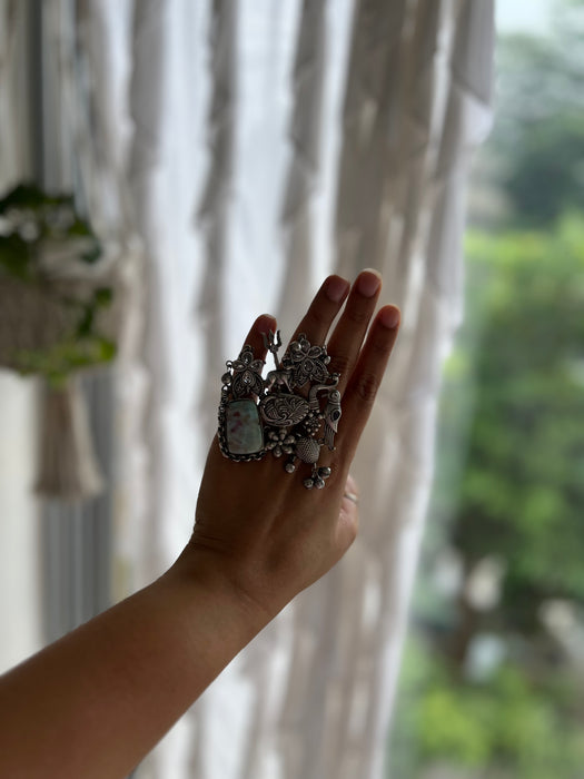 German Silver Oxidised big ring