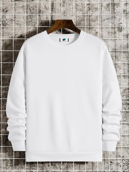 SXV Solid Round Neck Plain Drop Shoulder  Oversized Sweatshirt