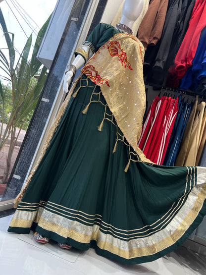 SXV green vintage cotton embroidered chaniya choli for festive season(limited edition)