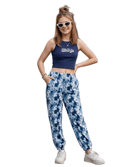 SXV 90's baby Printed Navyblue Ribbed Tank Top