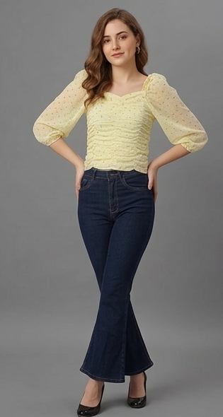 SXV Smocked Ruffle Fitted Crop Top
