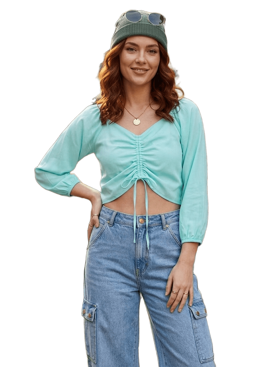 SXV Ruched Pullover Crop Top