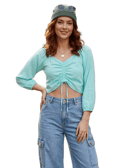 SXV Ruched Pullover Crop Top