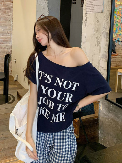 SXV its not your job to like me Print Oversized Casual Short Sleeve T-Shirt