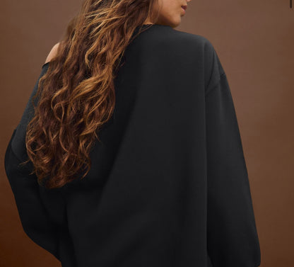 SXV NYC black off shoulder fleece 100% cotton 300GSM Sweatshirt for women