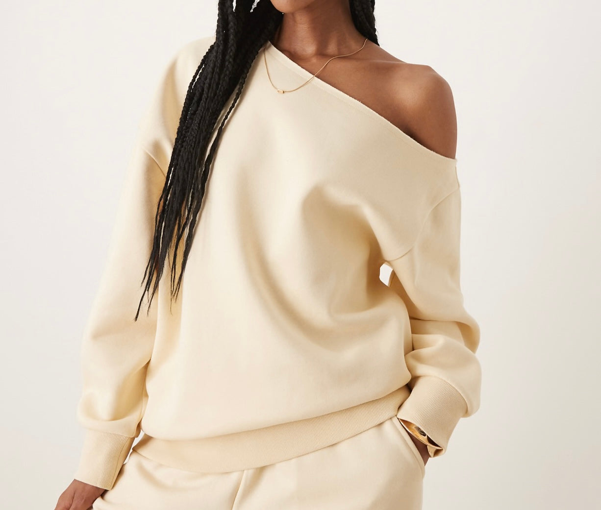 SXV Women's Autumn Open Shoulder Red Oversized Sweatshirt