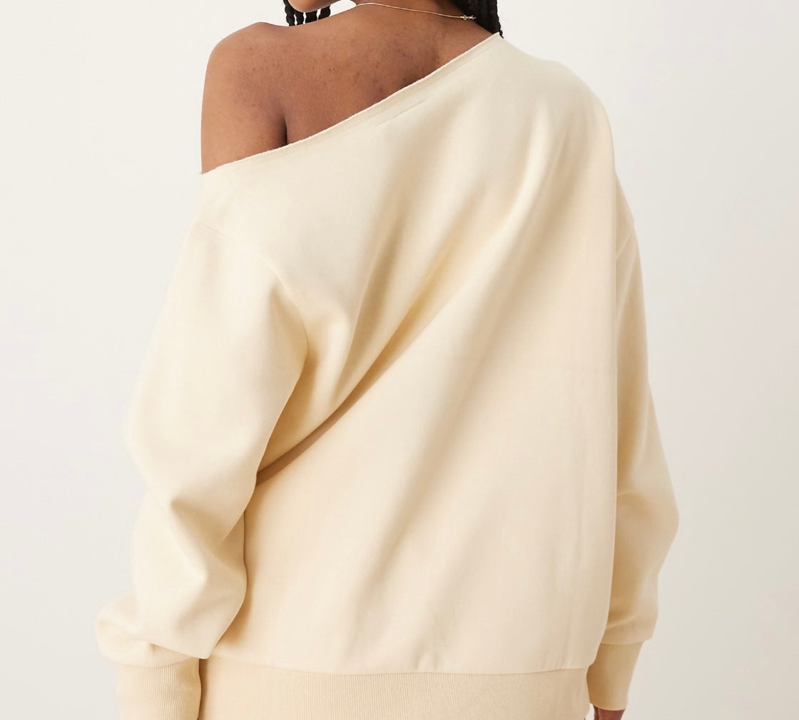 SXV more espresso less depresso Print,Women's Loose Fit&Long Length Asymmetrical Neck Pullover Sweatshirt