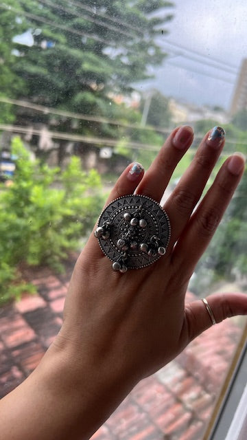 Silver Oxidised big ring