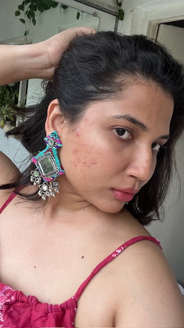 silver cotton handmade designer earrings