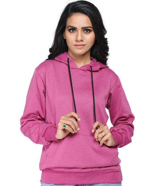 AT STORE SXV Solid Plain Sweatshirt Hoodie for Men & Women (Dustypink)(LOWEST PRICE-NON RETURNABLE)