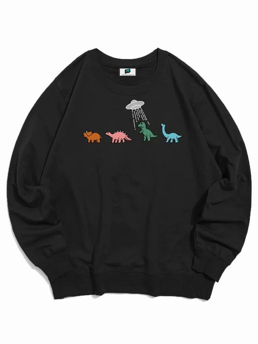 SXV  'Dianousures Gang’ Printed Cool Aesthetic Drop Shoulder Oversized Sweatshirt