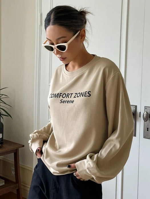 SXV  'Comfort Zones’ Printed Cool Aesthetic Drop Shoulder Oversized Sweatshirt