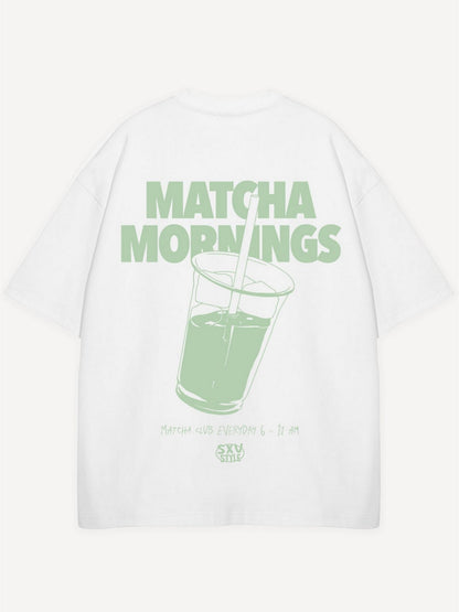 SXV 'matcha mornings’ Printed Cool Aesthetic Oversized Baggy T-shirt
