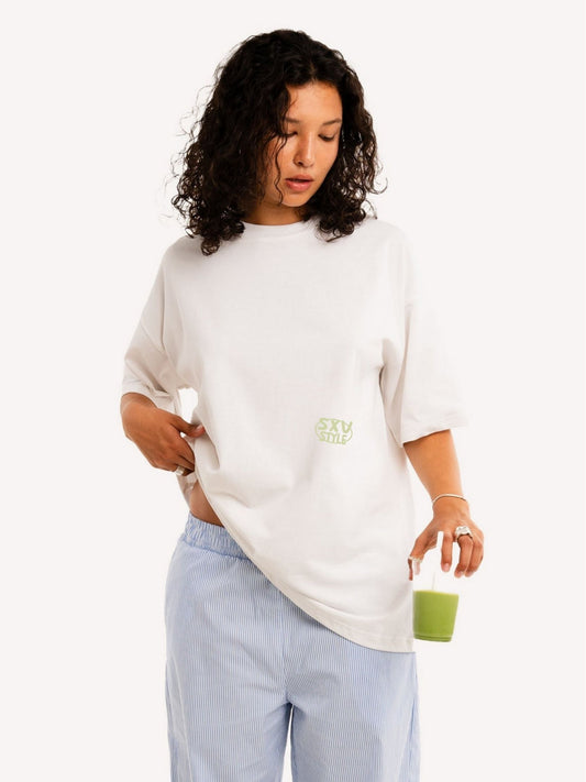 SXV 'matcha mornings’ Printed Cool Aesthetic Oversized Baggy T-shirt