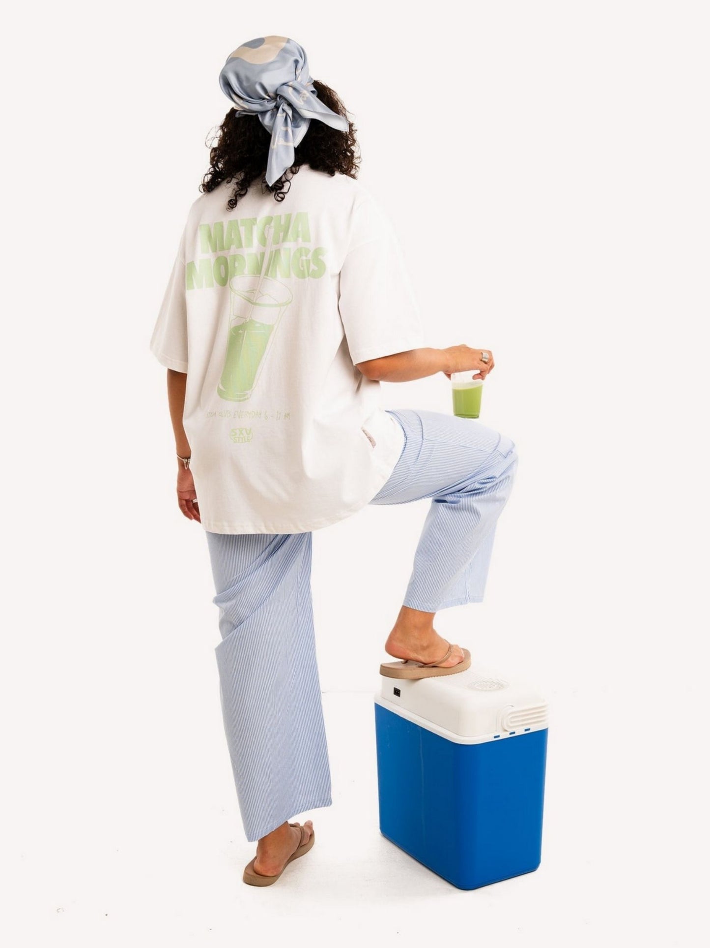 SXV 'matcha mornings’ Printed Cool Aesthetic Oversized Baggy T-shirt