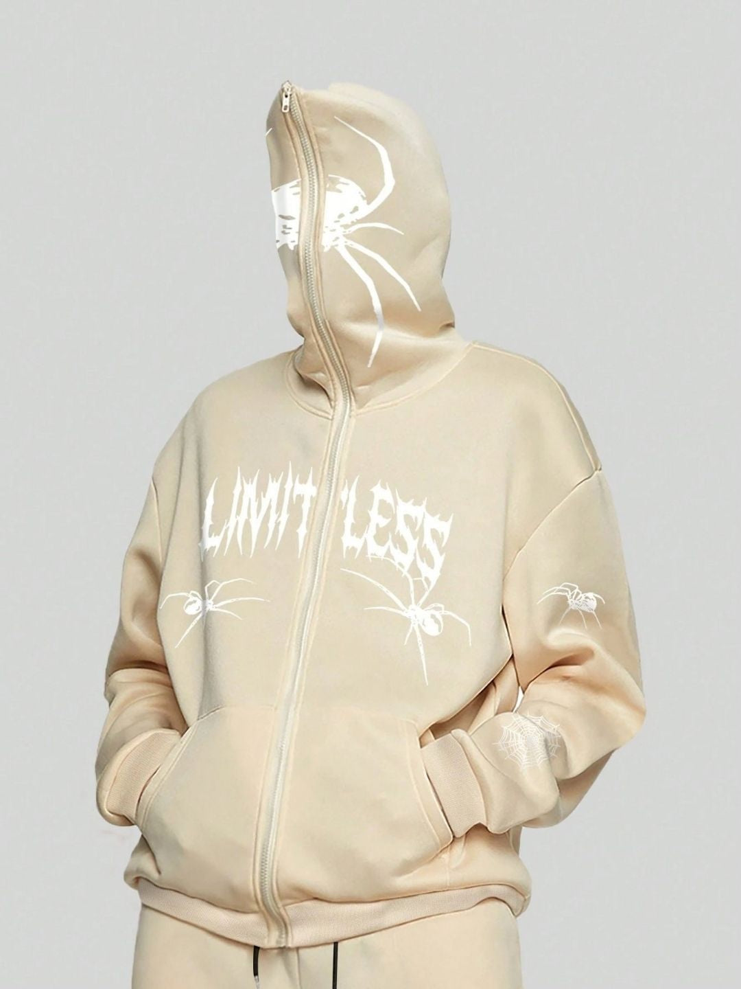 SXV spider beige full face zipper hoodie