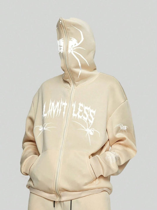SXV spider beige full face zipper hoodie