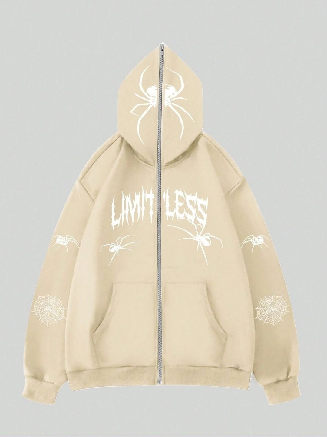 SXV spider beige full face zipper hoodie