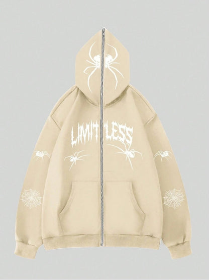 SXV spider beige full face zipper hoodie