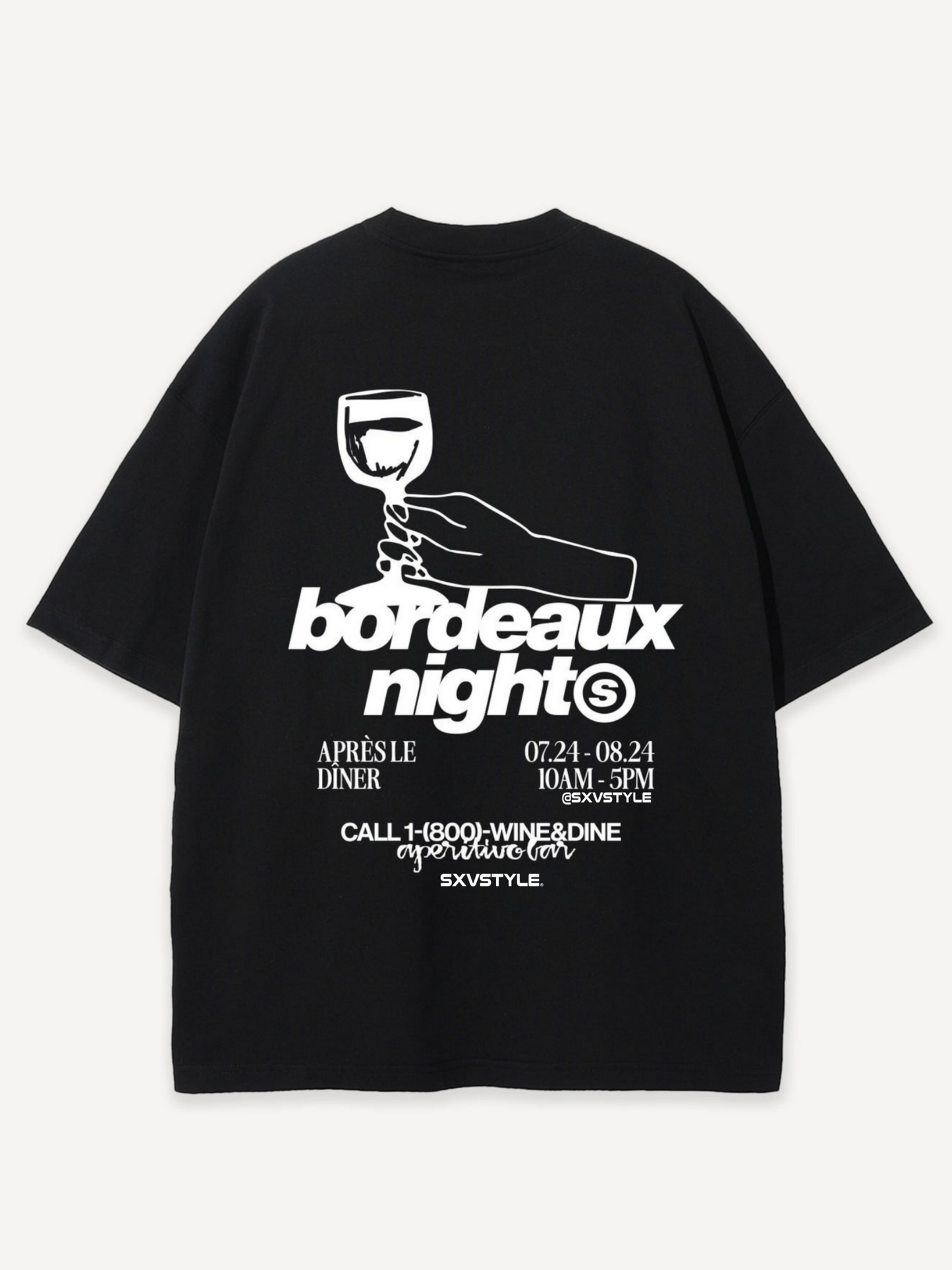 SXV 'wine and dine’ Printed Cool Aesthetic Oversized Baggy T-shirt