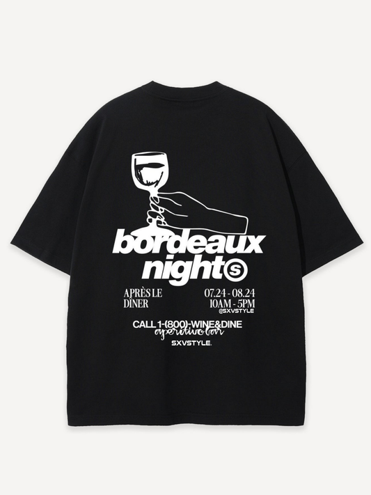 SXV 'wine and dine’ Printed Cool Aesthetic Oversized Baggy T-shirt