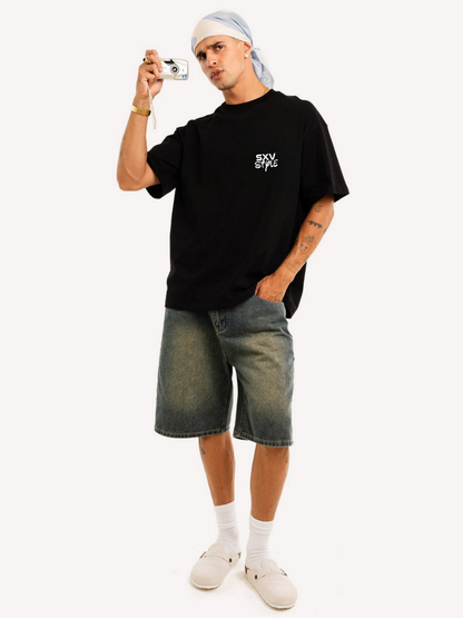 SXV 'wine and dine’ Printed Cool Aesthetic Oversized Baggy T-shirt