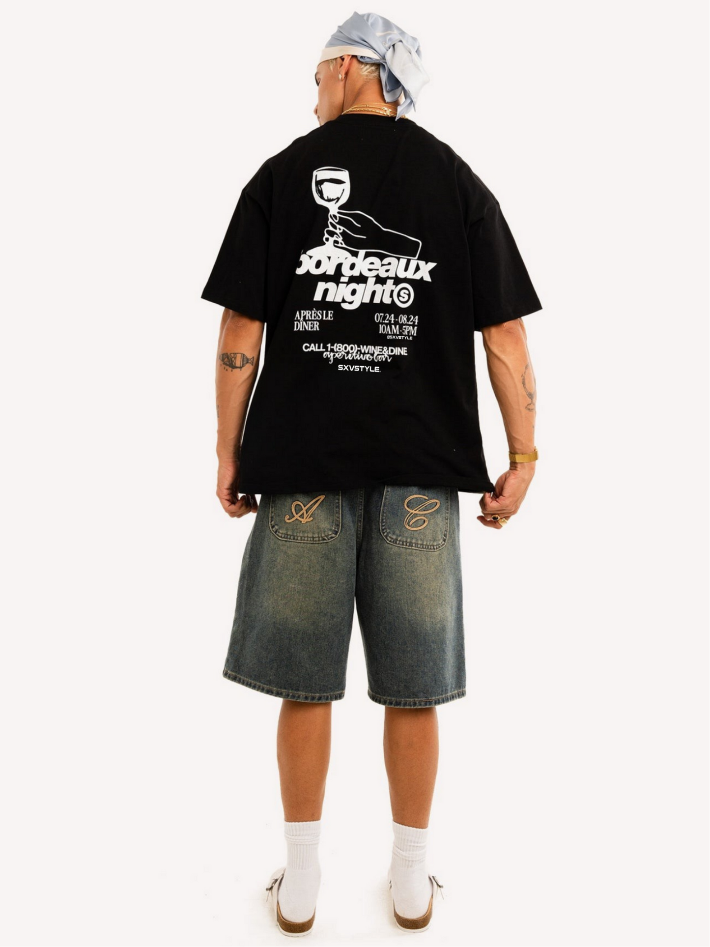 SXV 'wine and dine’ Printed Cool Aesthetic Oversized Baggy T-shirt