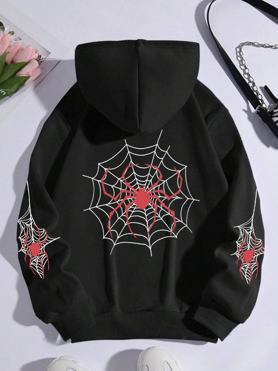 SXV  'SPIDER’ Printed Cool Aesthetic Sweatshirt Hoodie