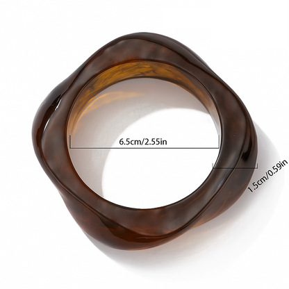 Vintage Large Brown Asymmetric Acrylic Resin Chunky Bangles For Women (set of 3) LIMITED STOCK FREE BANGLES on order above Rs.3000/-