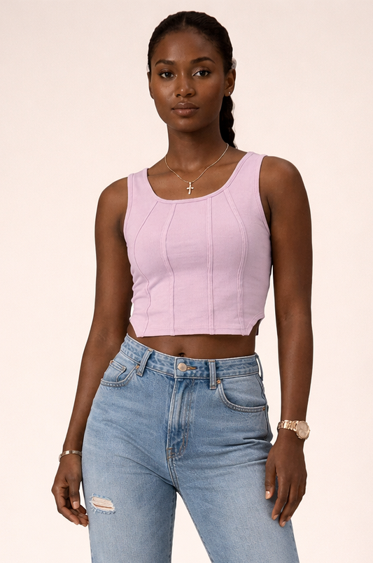 SXV LAVENDER knitted Corset Crop Top