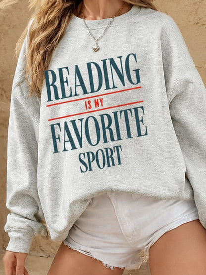 SXV Red Autumn Graphic Vintage Book Sweatshirt