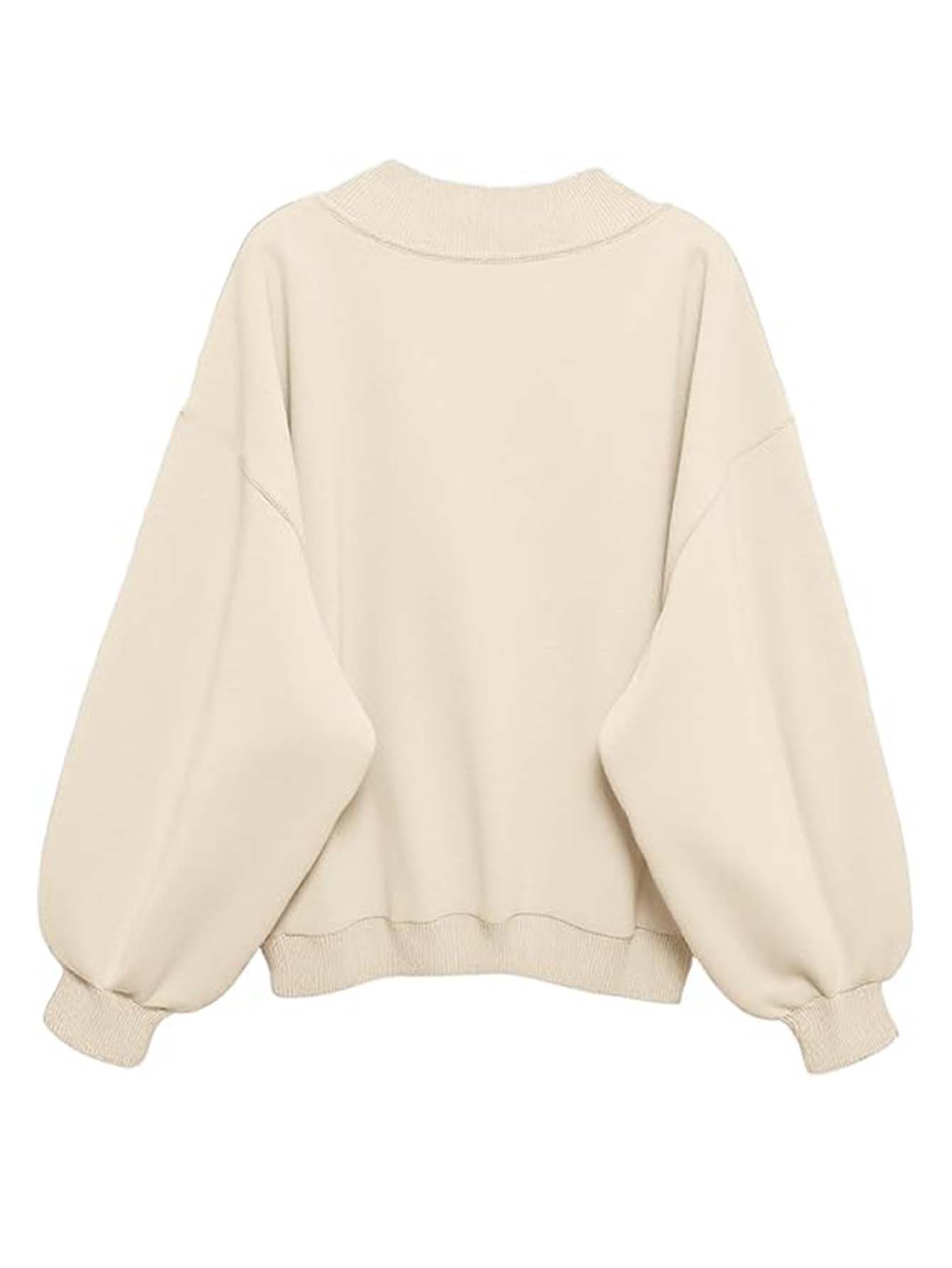 SXV CALIFORNIA Printed V neck Letter Graphic Drop Shoulder Beige Baggy Oversized Sweatshirt