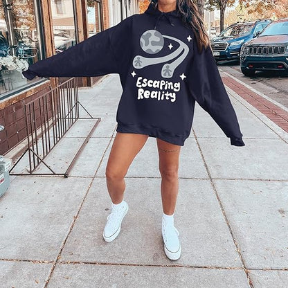 SXV  'escaping reality’ Printed Cool Aesthetic Sweatshirt Hoodie