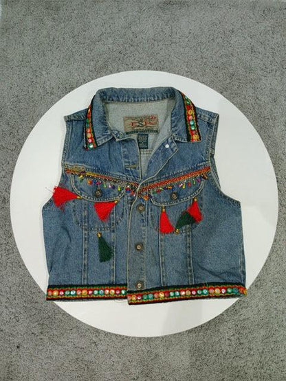 SXV denim jeans jacket indo western look for Navratri