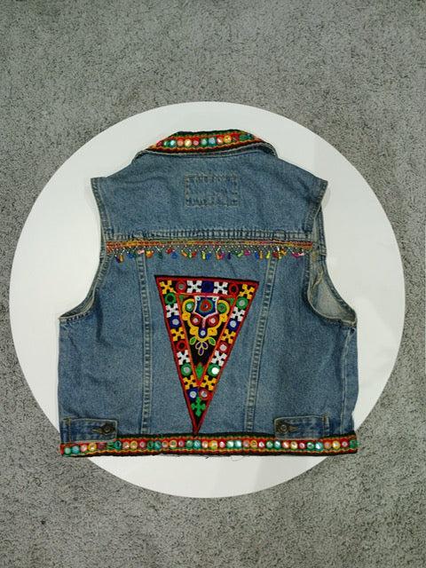 SXV denim jeans jacket indo western look for Navratri