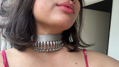 silver oxidized designer hasli choker