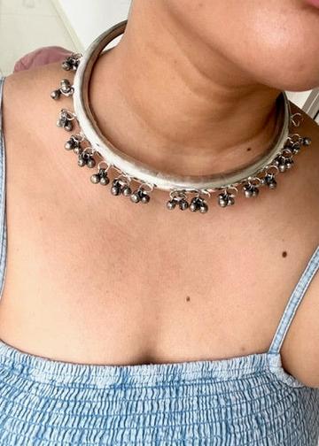 silver oxidized hasli choker for navratri