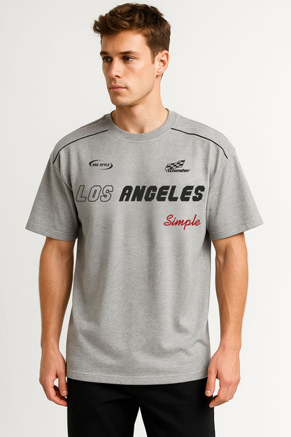 SXV simple Loose Fit Men's Letter Graphic Contrast Piping Drop Shoulder T-Shirt