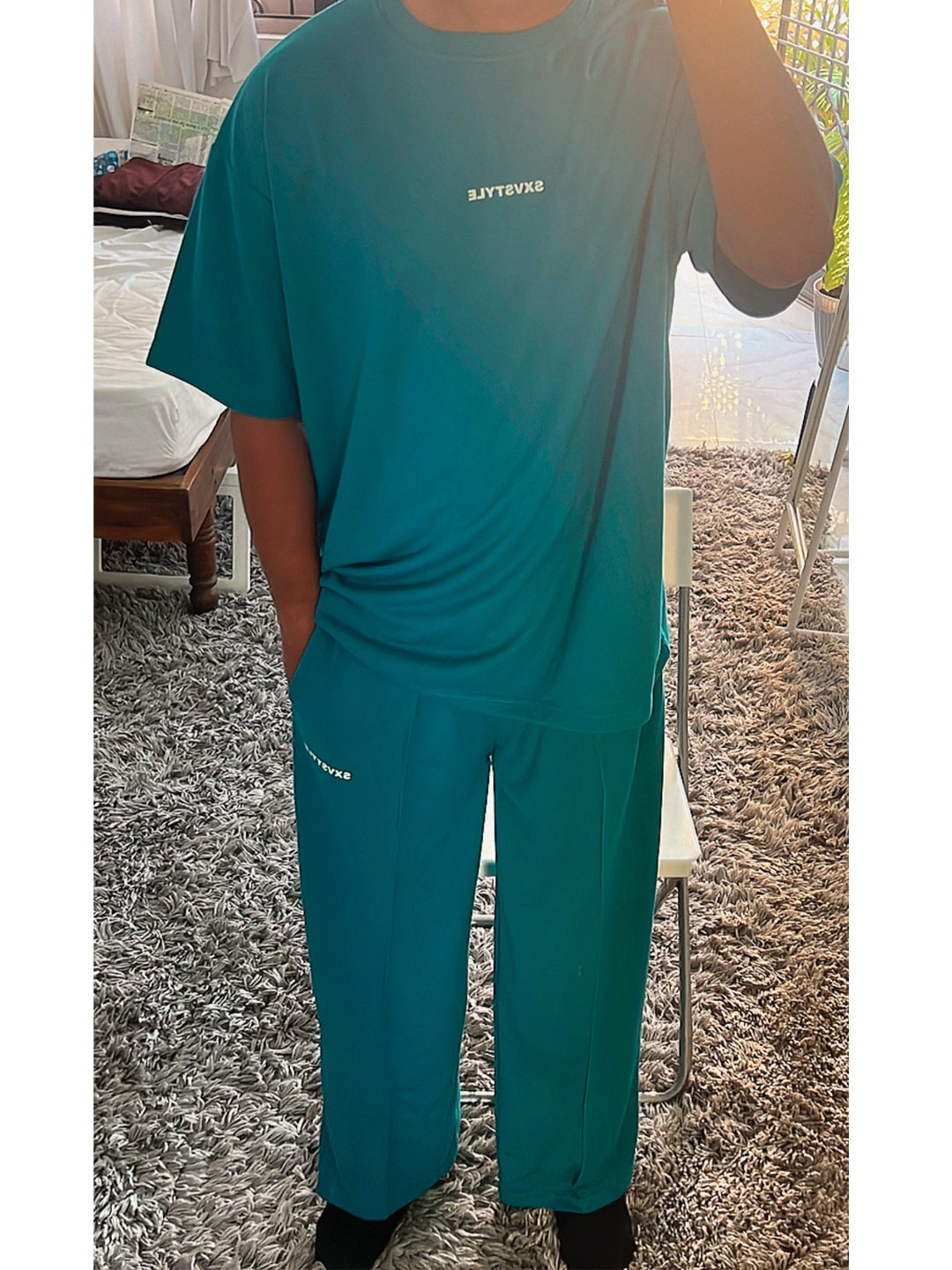 SXV Basic Tealgreen Oversized T-shirt