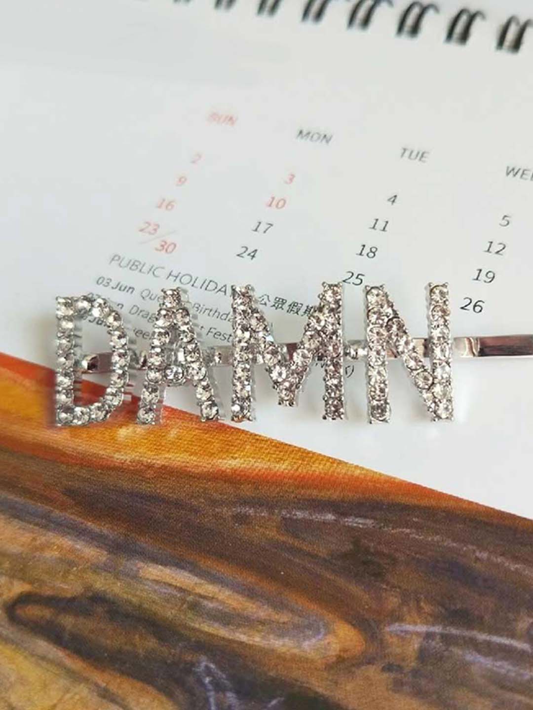 Silver Diamond Rhinestone Letter Hair Clips Hairpin Bangs Clip Sweet Barrette Hairclips Hair Accessories