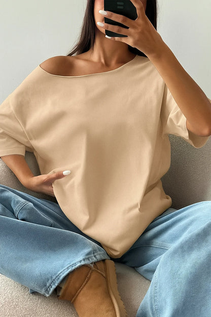 SXV plain off shoulder beige top