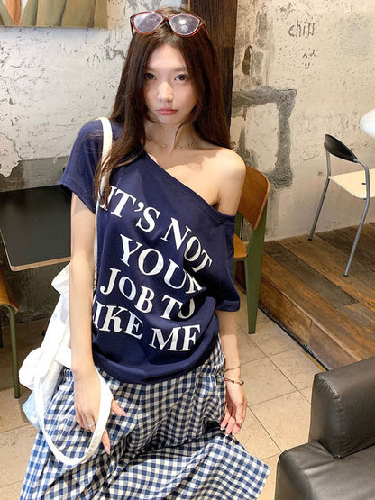 SXV its not your job to like me Print Oversized Casual Short Sleeve T-Shirt