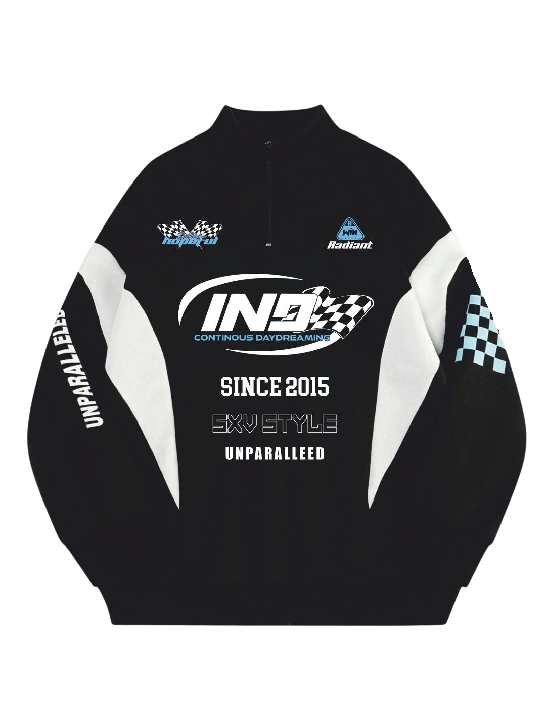 SXV Streetwear Going Out Sportswear Athleisure Back To School Casual Color-Blocked Letter Print Long Sleeve Black Sweatshirt