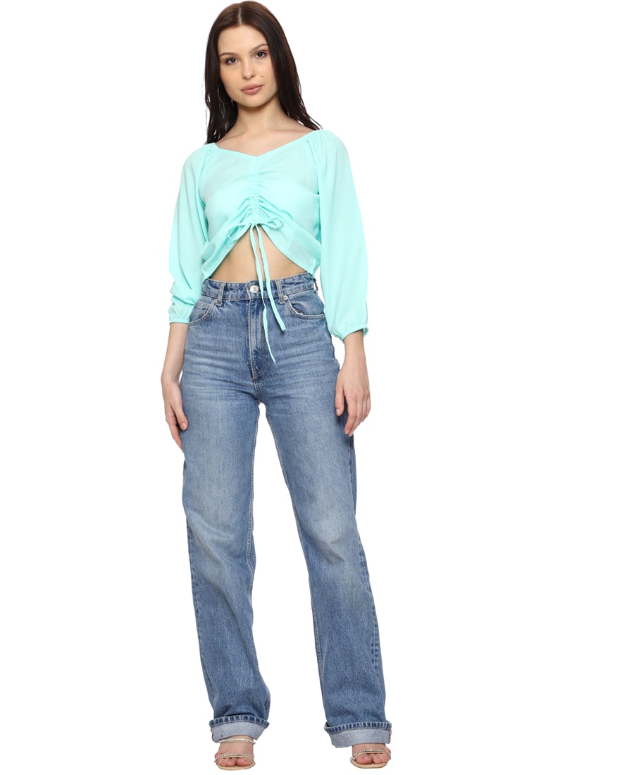 SXV Ruched Pullover Crop Top