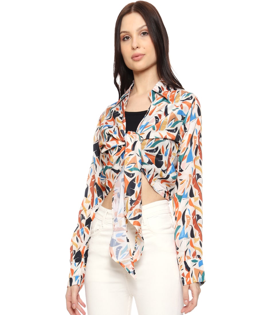 SXV Printed Wrap Crop Top