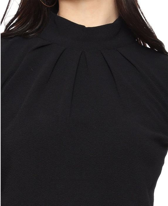 SXV Solid Black High Neck Peplum Top