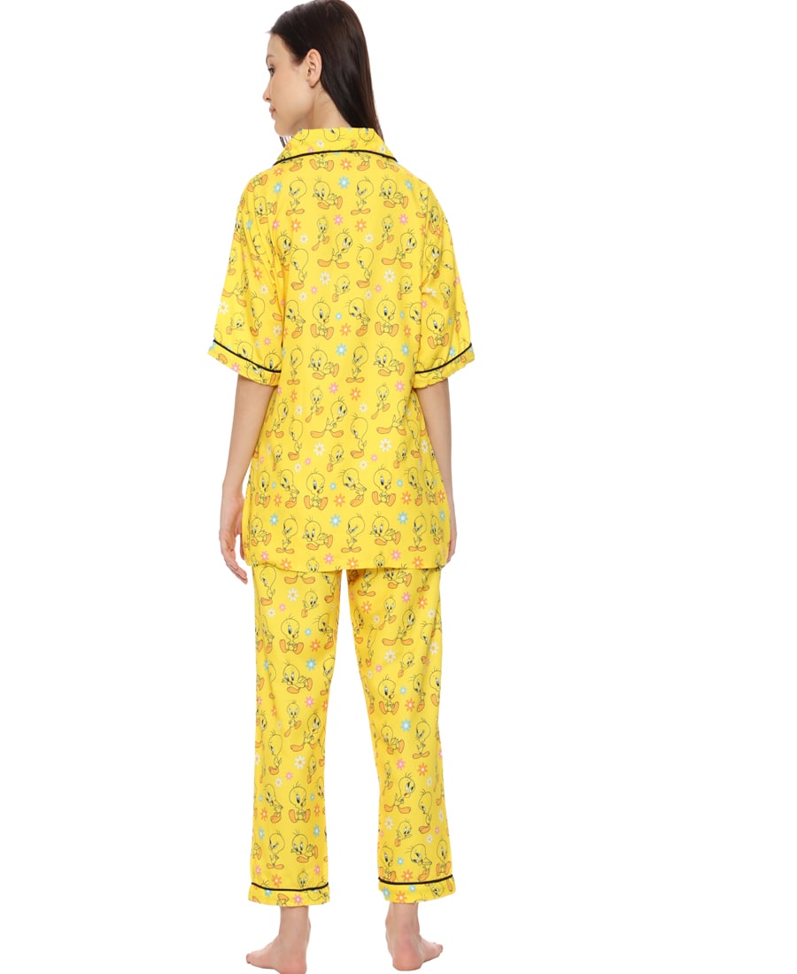 SXV Women's Rayon Printed Night Suit Pyjama Set : Tweety