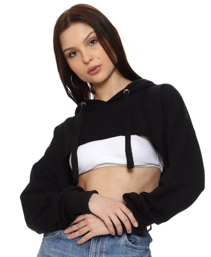 SXV Solid Plain Ultra Cropped Bustcut Hoodie