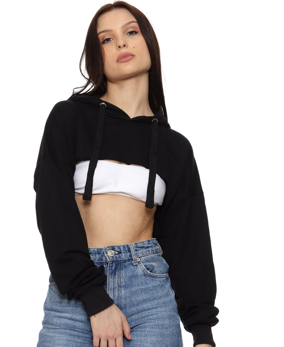 SXV Solid Plain Ultra Cropped Bustcut Hoodie