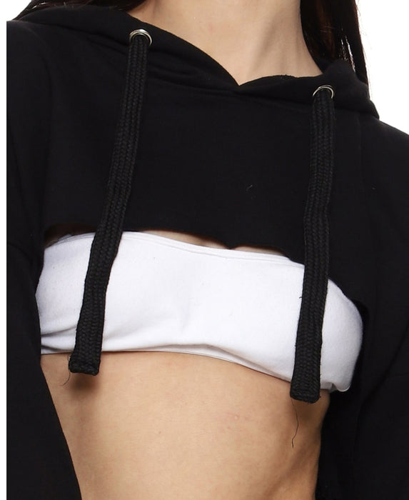 SXV Solid Plain Ultra Cropped Bustcut Hoodie